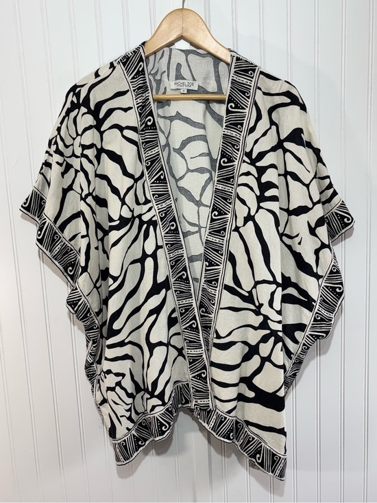 Rachel Zoe Other - Rachel Zoe Linen Blend Abstract Kimono Cardigan Cover Up S Tropical Neutral